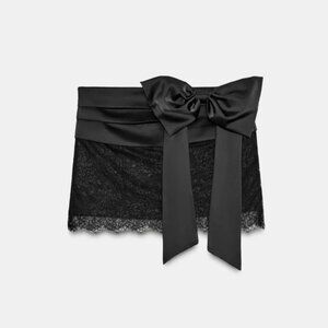 Zara COMBINATION LACE BOW MINI SKIRT